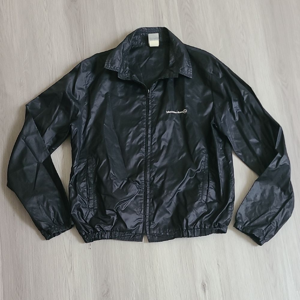 Mercedes Benz Men's Black Windbreaker Jacket Lightweight XL gorpcore Streetwear